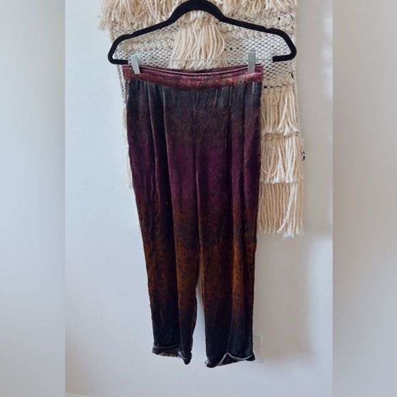 Johnny Was LA Ombre Cheetah Velvet Cuffed Ankle Pull On Pants Silk Blend XS - Picture 3 of 6